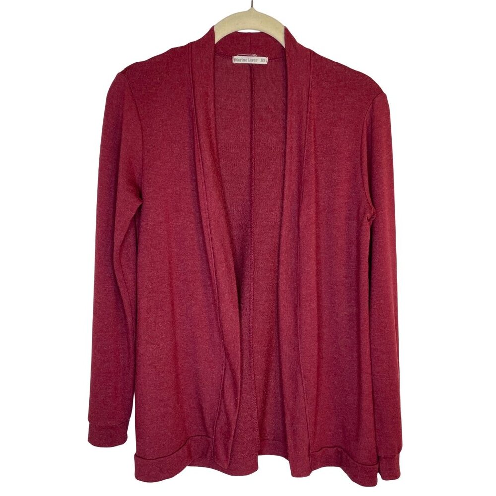 Marine Layer Modal Open Front Burgundy Cardigan, XS